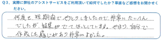 申請書作成アシストサービスへの率直なご感想